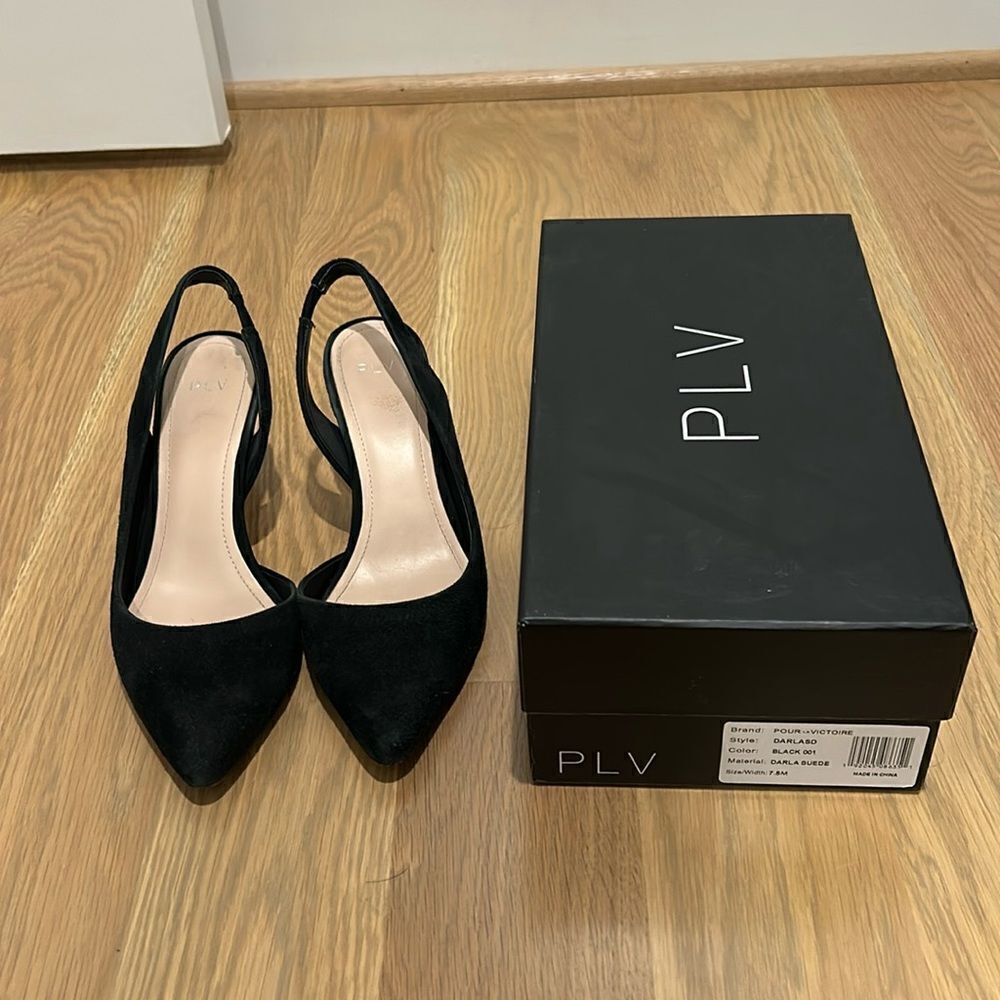 PLV Black suede darla heels 7.5